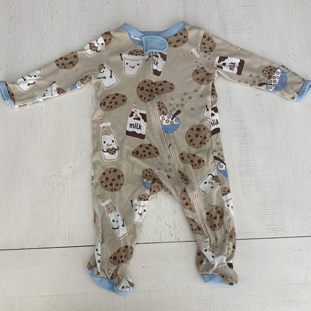 The Honest Company Beige Cookie and Milk Kids Footie